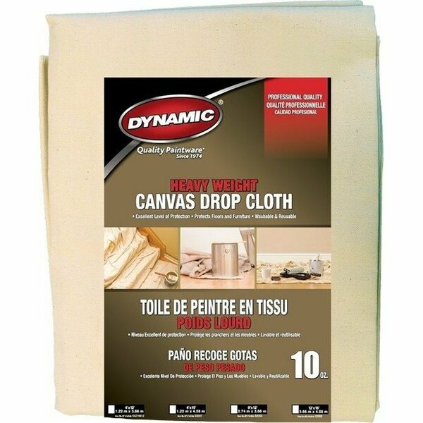 Dynamic Paint Products Dynamic 4' x 15' 1.22m x 4.58m 10 oz. Heavy Weight Canvas Drop Cloth 02045